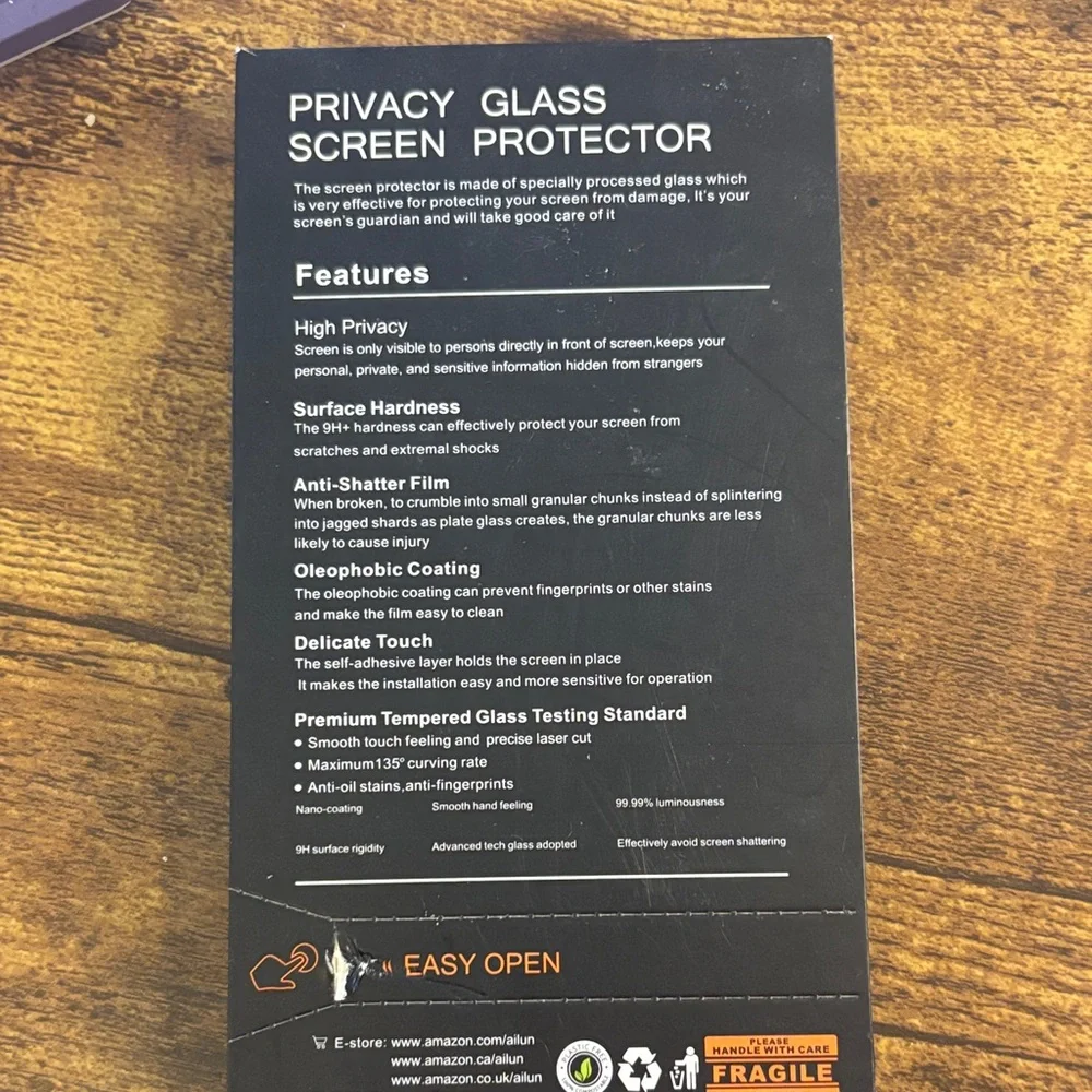 Ailun Black Privacy Glass Screen Protector with Yellow Accents 2 pack. - Picture 2 of 2